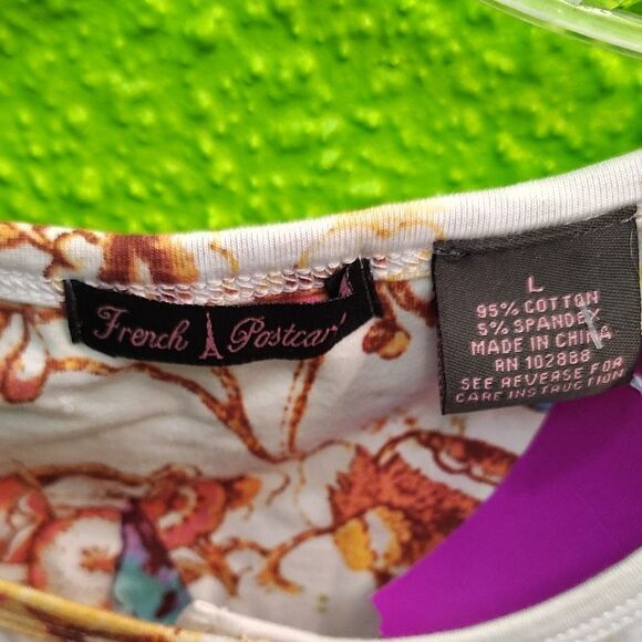 French Laundry Cream Graphic Boxy Blouse - Picture 2 of 4